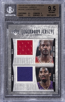 2001-02 Upper Deck Legends “Legendary Jerseys” #MJ/KB-J Michael Jordan/Kobe Bryant Game Used Patch Card – BGS GEM MINT 9.5